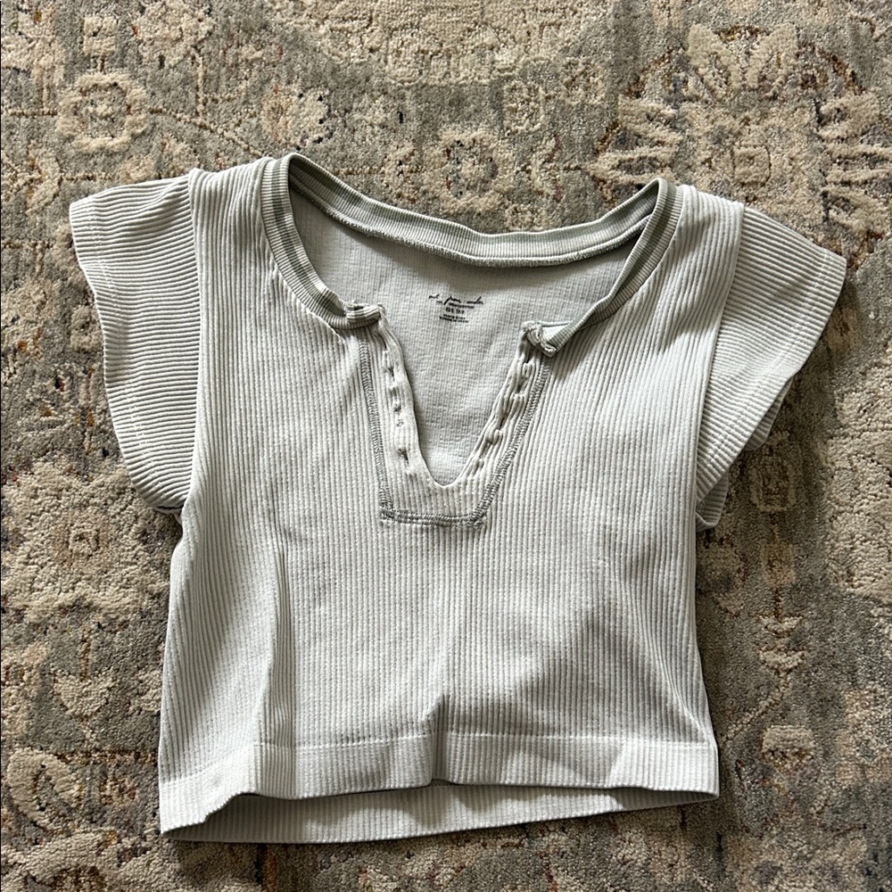 Urban Outfitters Gray Ribbed Crop Top